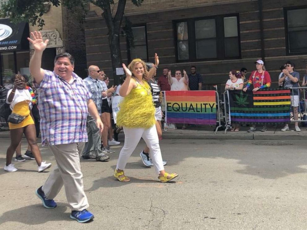 PHOTO: Illinois Governor Jay Pritzker marched in Chicago's pride parade on Sunday, June 30, 2019, after signing an executive order that aims to protect transgender students.