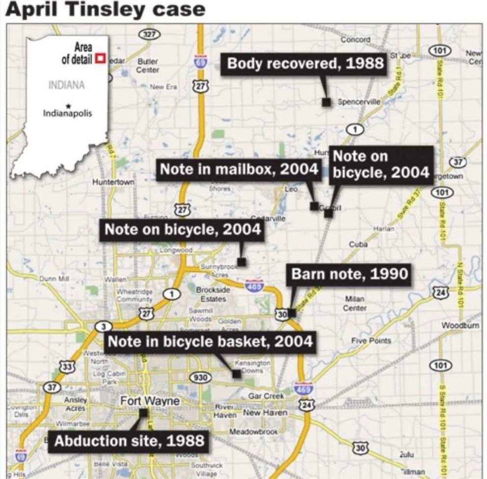 PHOTO: Police received a lead in the murder case of April Tinsley in 2004, when the self-proclaimed killer left notes, images and used condoms at three different locations in Indiana.