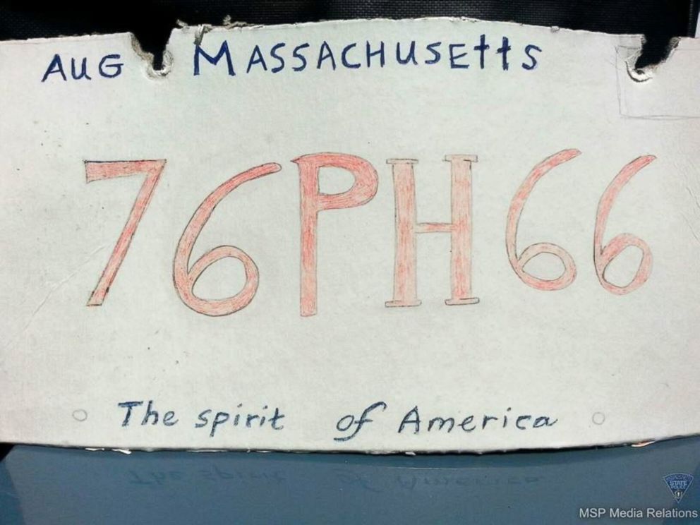 PHOTO: A driver was pulled over in Chicopee, Mass., Sept. 2, 2014, using this homemade license plate, police said.