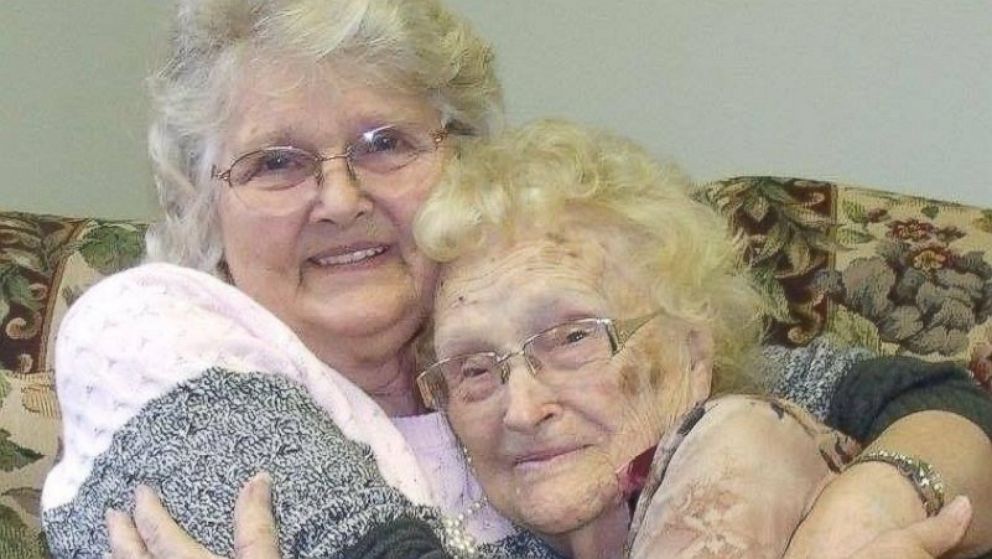 Betty (Eva May) Morrell, 82, and mother Lena Pierce, 96, reunited at Greater Binghamton Airport on Jan. 15, 2016. Morrell was searching for Pierce for 50 years.