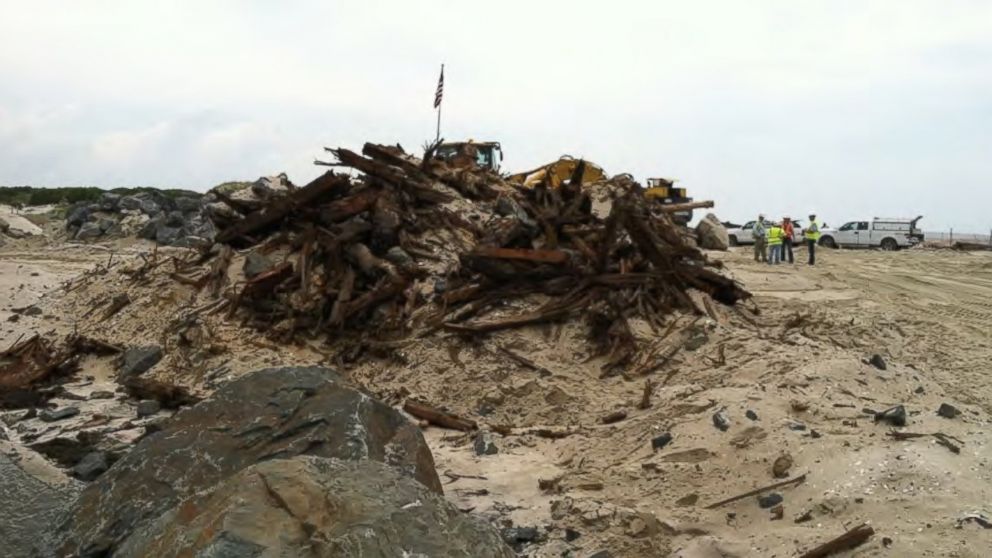 PHOTO: The U.S. Army Corps of Engineers, Philadelphia District discovered a historic shipwreck while repairing the Barnegat Inlet North Jetty in NJ in Summer 2014, which was damaged during Hurricane Sandy.