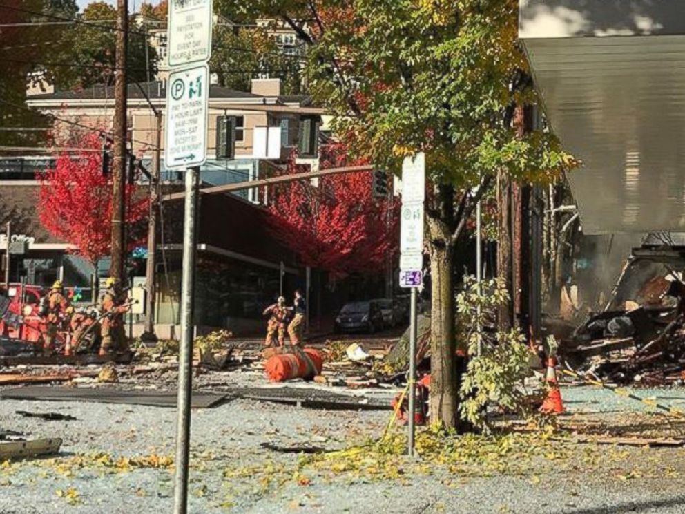 PHOTO: The damage in the neighborhood after a gas explosion in Portland, Oregon, October 19, 2016.  This picture taken from the Instagram account of @kayliemarissa. 