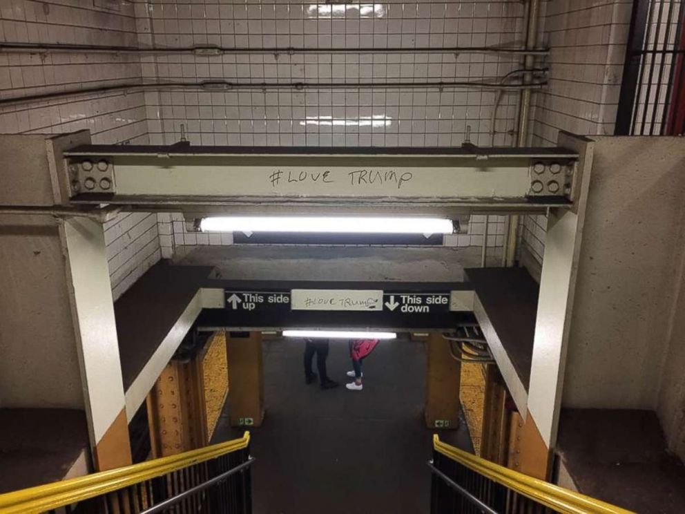 PHOTO: New York City police officers said they built a fake wall at a Brooklyn subway station on Tuesday, March 12, 2019, last week to catch a vandal.