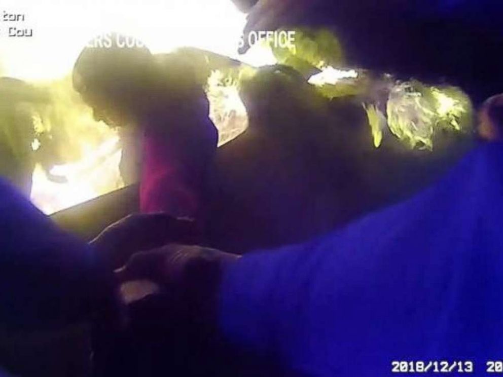 PHOTO: A Texas sheriffs department shared footage of officers saving a burning man on Tuesday, Dec. 18, 2018.