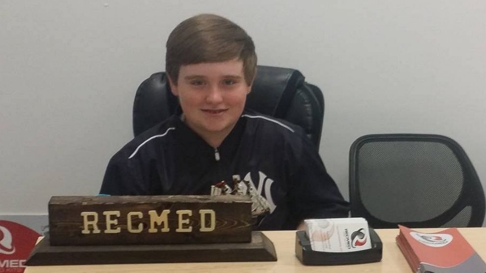 PHOTO: Teen entrepreneur Taylor Rosenthal, 14, has his own office at Roundhouse, a startup incubator in Alabama. 