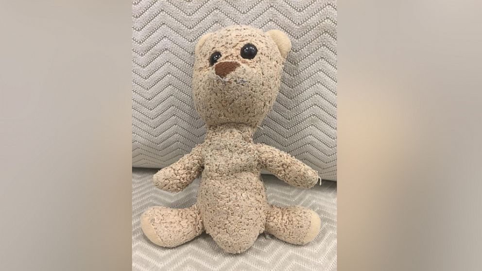 Teddy the bear was lost at the mall in July.