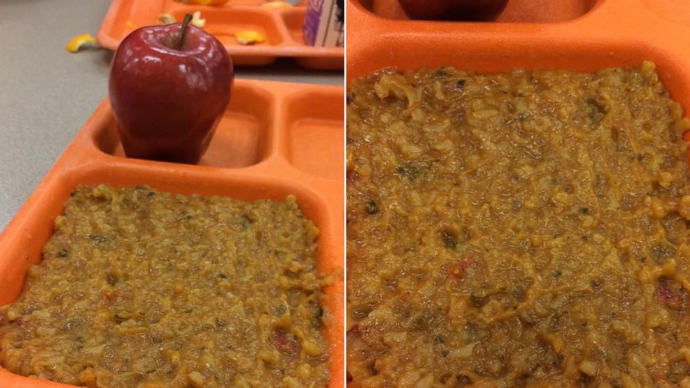 Hunter Whitney tweeted images of his school lunch with caption, "Had a very #healthylunch today. The apple definitely made up for the "mystery mush" #ThanksMichelleObama," Nov. 13, 2014.