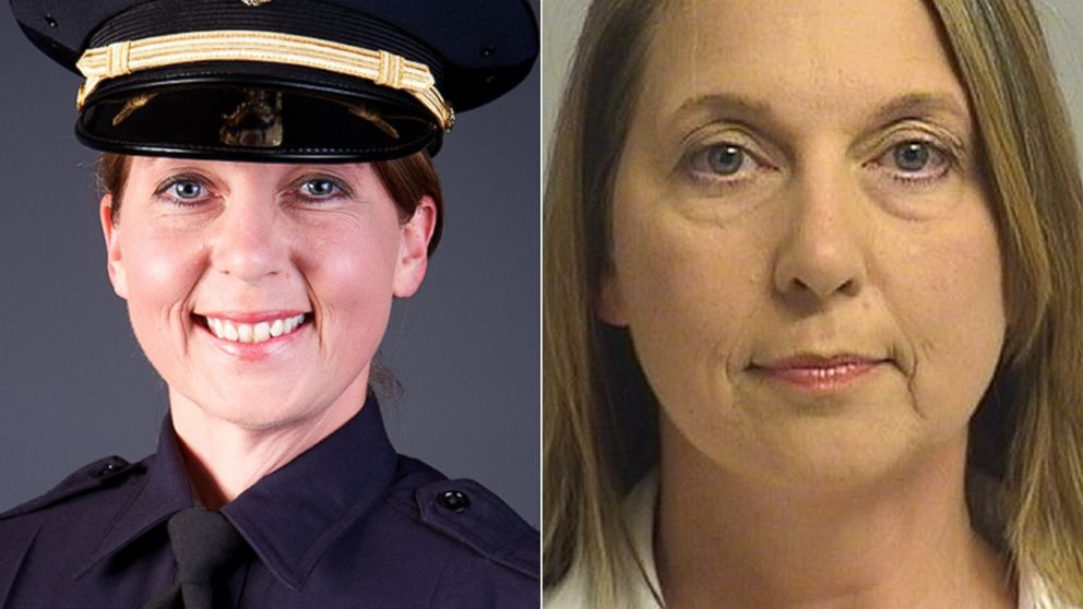 This undated photo provided by the Tulsa Oklahoma Police Department shows officer Betty Shelby. Right, Tulsa police officer Betty Shelby is seen here in her mug shot.
