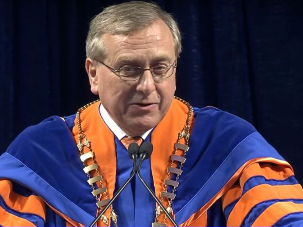 PHOTO: University of Florida President Kent Fuchs addresses students at one of the schools Spring 2018 commencement ceremonies.