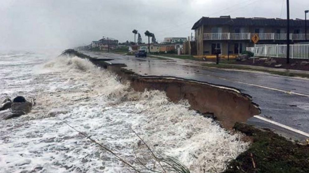 PHOTO: Portions of State Road A1A in Flagler County, Florida, were washed away early Friday, Oct. 7, 2016 by Hurricane Matthew, the county said.