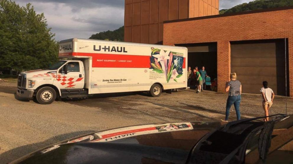 PHOTO: U-Haul brought to Richwood, W.Va., by WVU law students from Kanawha Valley with supplies.