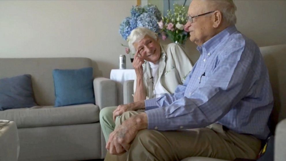 PHOTO: World War II veteran Norwood Thomas, 93, reunited with his wartime girlfriend Joyce Durrant Morris, 88, in Adelaide, Australia, Feb. 10, 2016. 