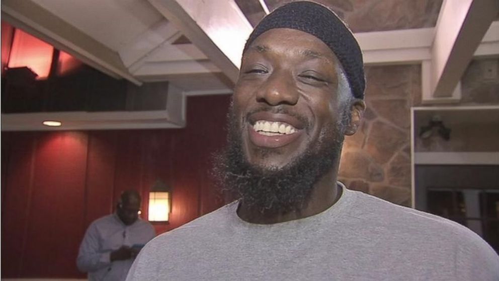 Shaurn Thomas of Philadelphia, Pennsylvania, after he was freed from prison. 