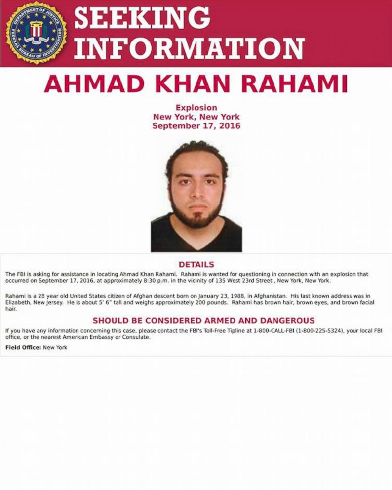 PHOTO: Law enforcement circulated this image, purportedly of Ahmad Khan Rahami, who is wanted for questioning in the Manhattan explosion investigation.