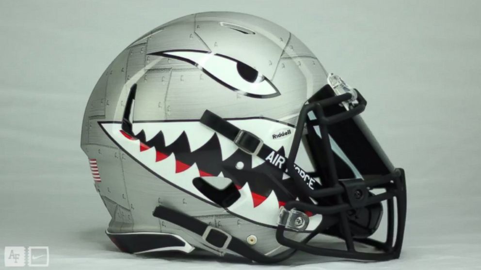 A screenshot from the Air Force Football video which debuted the team's new AIRPOWER Legacy Series Sharktooth helmet. The helmet will be worn when the team plays Georgia State on September 10, 2016.