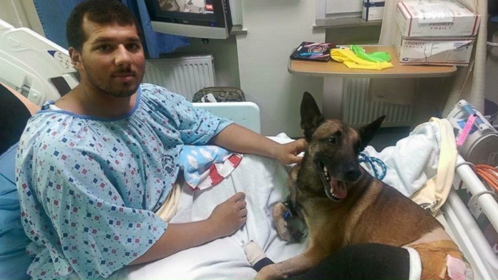 PHOTO: Specialist Andrew Brown and his military dog, Rocky, are recovering from injuries from an IED blast in Afghanistan.