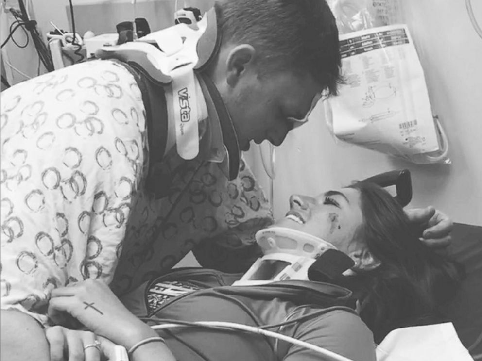 PHOTO: Arika Stovall posted this photo on her Facebook page after she and her boyfriend, Hunter Hanks, survived a car crash.