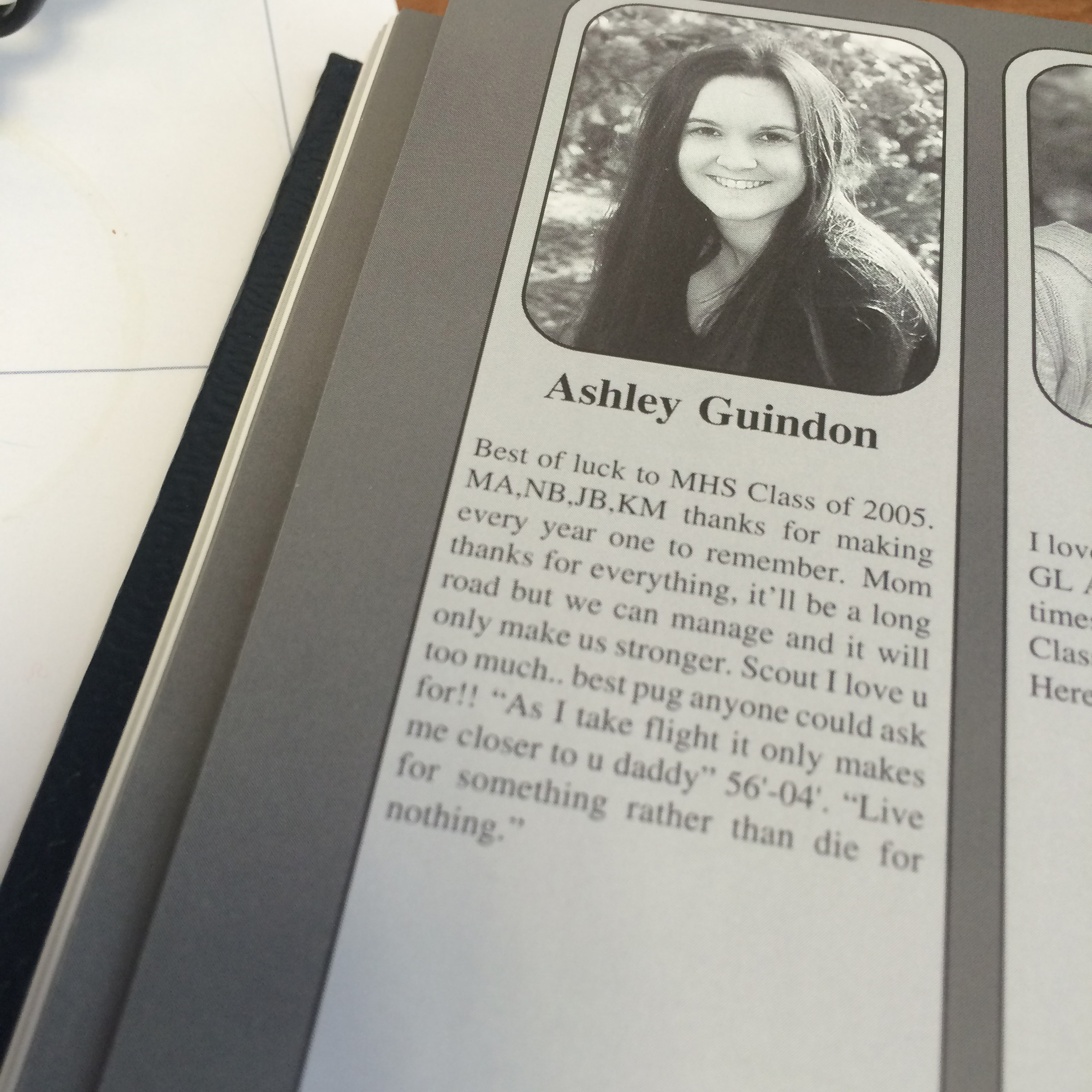 PHOTO: Merrimack High School principal Ken Johnson provided this yearbook photo of Ashley Guindon, a police officer killed in the line of duty Feb. 27, 2016.
