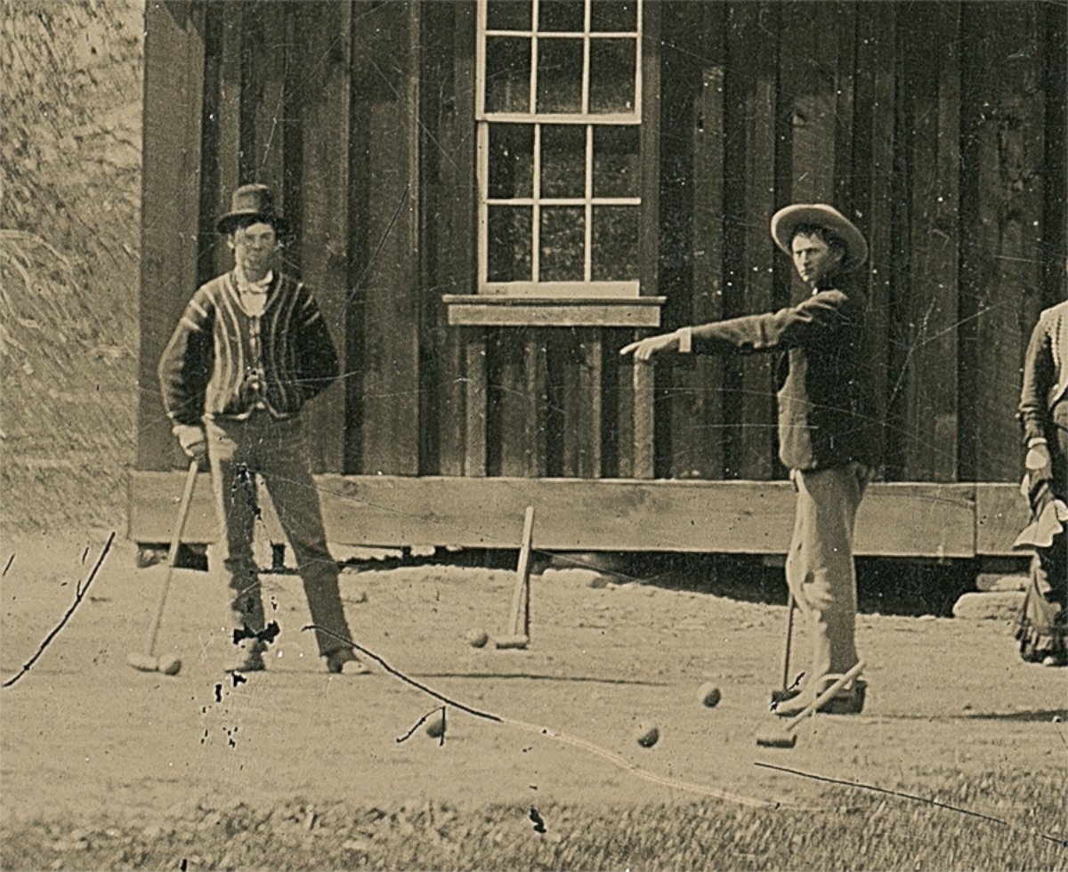 PHOTO: Kagin's Inc. says it has authenticated only the second-known image of notorious frontier bandit Billy the Kid, seen here playing croquet with members of his gang and women and children.