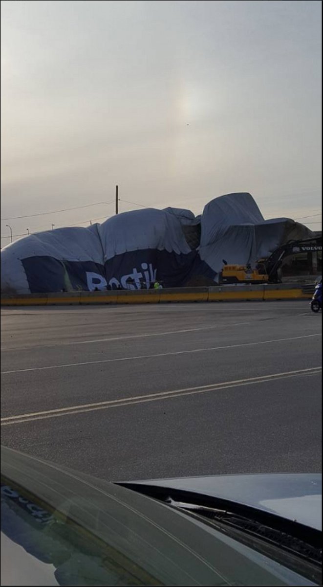 PHOTO: Gina Conly posted this photo to Facebook on May 20, 2016 with the caption, "Blimp went down near beach and Richmond where the doing construction on 95."
