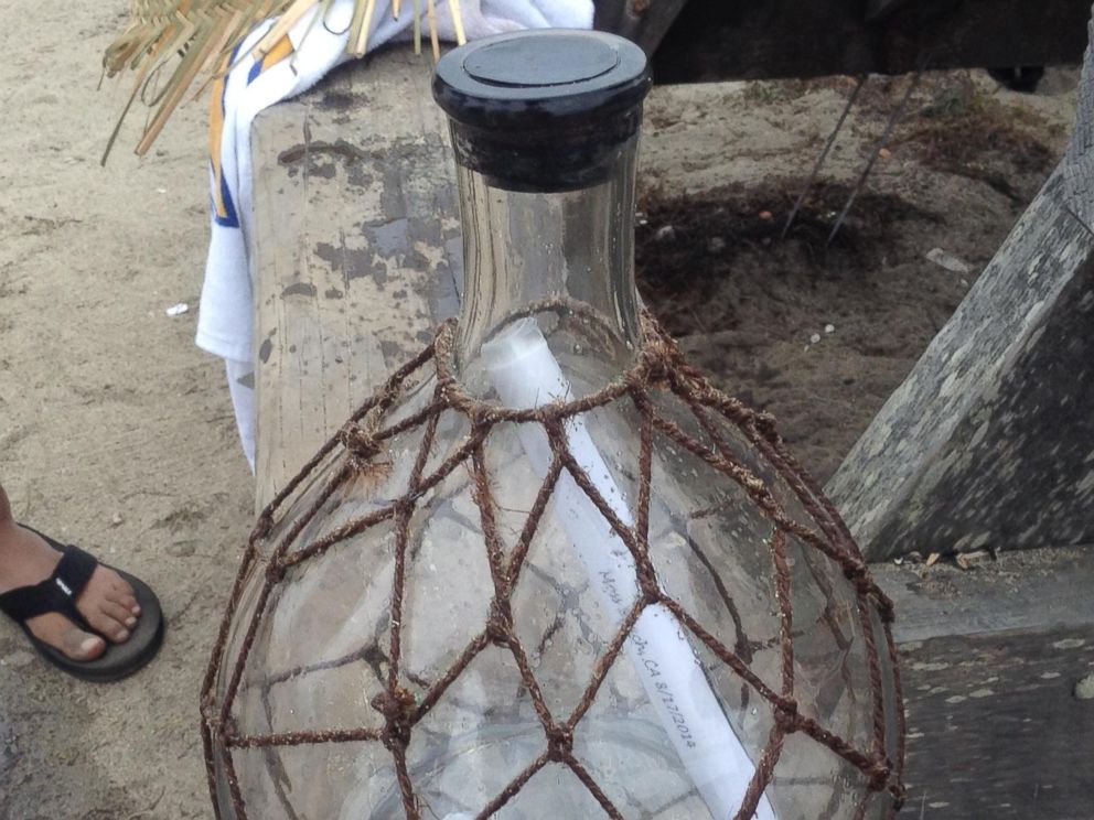 PHOTO: A message in a bottle discovered off the California coast last month.