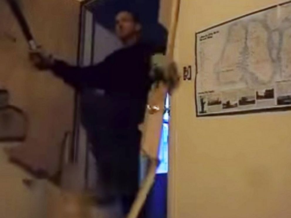 Dramatic Moment When Machete Wielding Attacker Breaks Down Door
