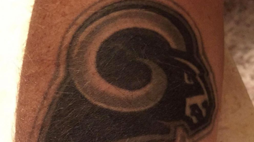 PHOTO: Chad Holbrook, a fan of the Rams since 1976, won't be removing his tattoo now that they've been relocated back to Los Angeles. 