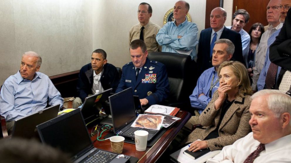 The CIA posted this photo to Twitter on May 1, 2016 with the caption, "@POTUS watches situation on ground in Abbottabad live in Situation Room."