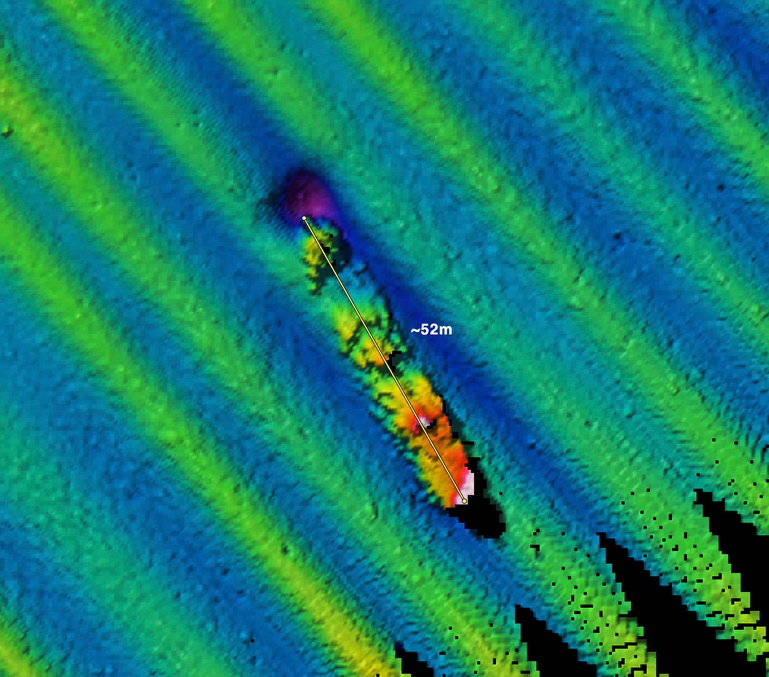 PHOTO:In September 2009, a NOAA/Fugro multibeam sonar survey of the area around Farallon Islands documented a probable shipwreck with an estimated length of 52m (170ft) at a depth of 56.5m (185ft).  