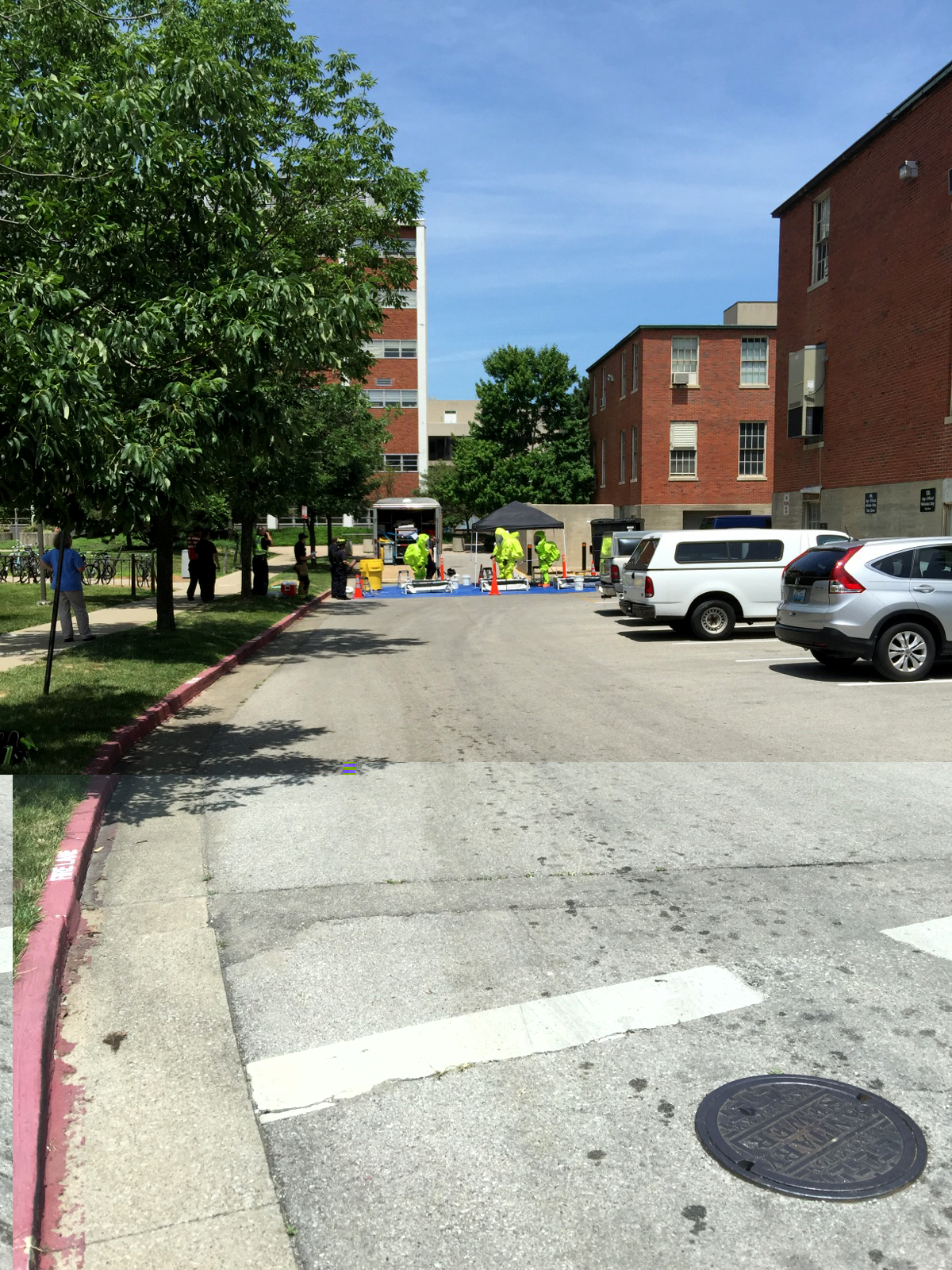 PHOTO: Hazardous material crews responded to a smelly fridge at the University of Kentucky on June 24, 2015.