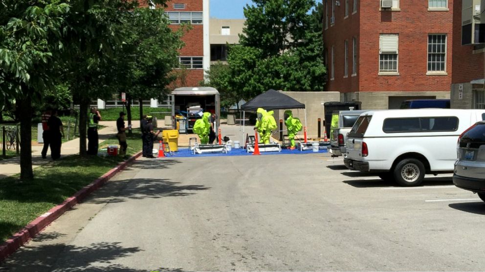 PHOTO: Hazardous material crews responded to a smelly fridge at the University of Kentucky on June 24, 2015.