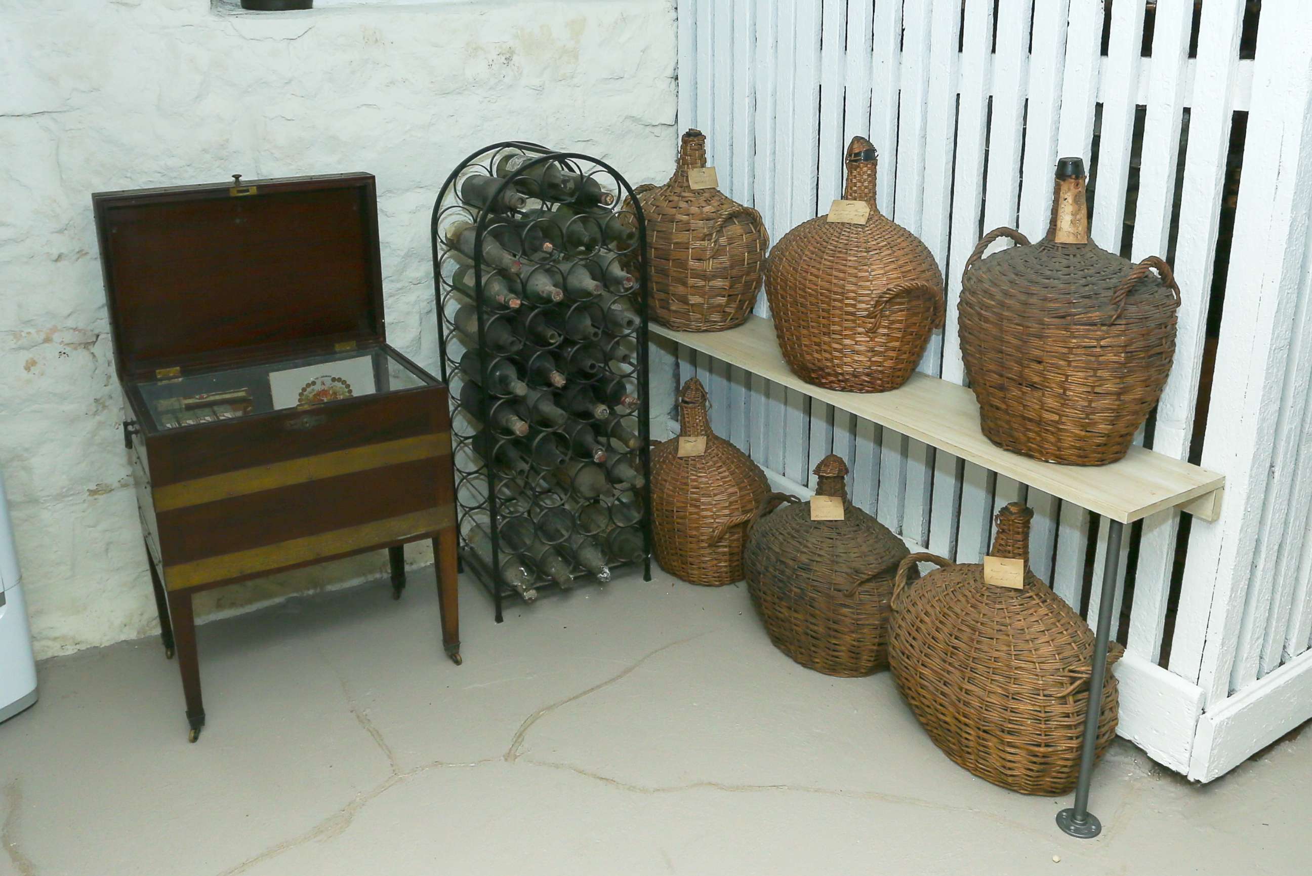 PHOTO: Demijohn casks on display at the Liberty Hall Museum in New Jersey.