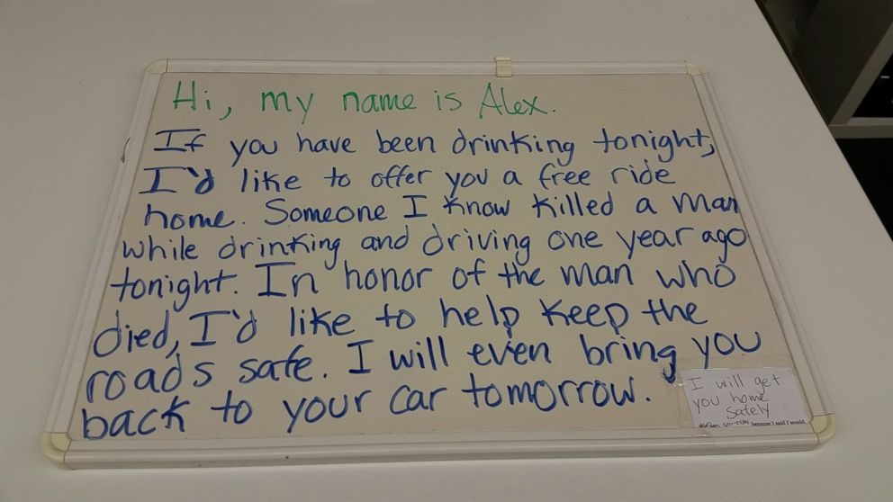 PHOTO: Alex Sheen, founder of the "Because I Said I Would" project, wrote this message on a white board