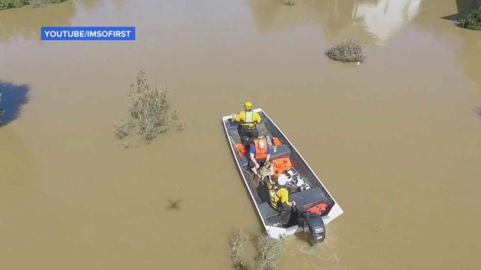 PHOTO: A man flying a drone in Cumberland County, North Carolina helped rescue a Chris Williams from his home after Hurricane Matthew. 