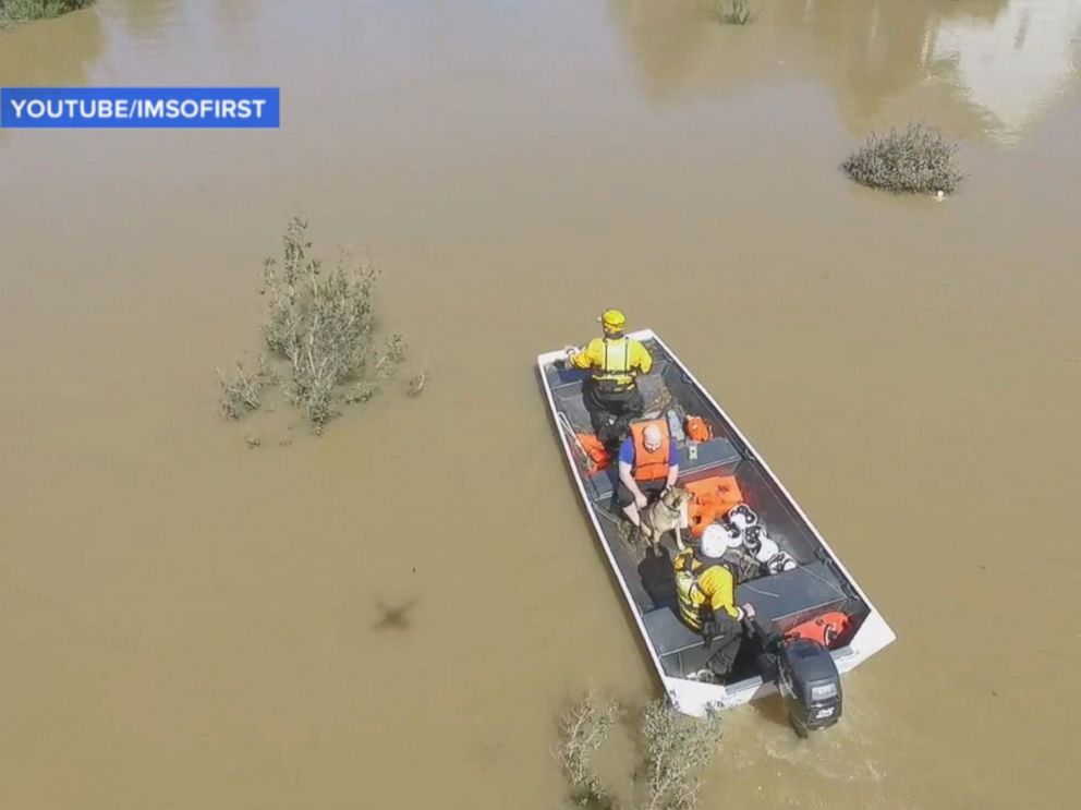 PHOTO: A man flying a drone in Cumberland County, North Carolina helped rescue a Chris Williams from his home after Hurricane Matthew.