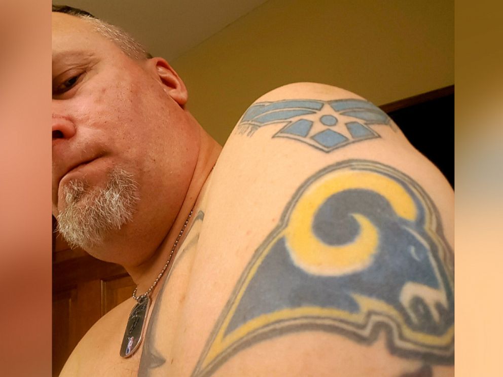 PHOTO: Gary Zimbelman says he'll be covering his Rams tattoo with a "Ghostbusters"-type logo now that they've been relocated to Los Angeles. 