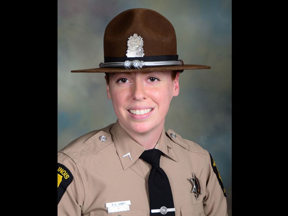 PHOTO: Illinois state trooper Brooke Jones-Story, 34, was conducting a traffic stop on the shoulder of U.S. Highway 20 on Thursday, March 28, 2019, when a truck crashed into her.