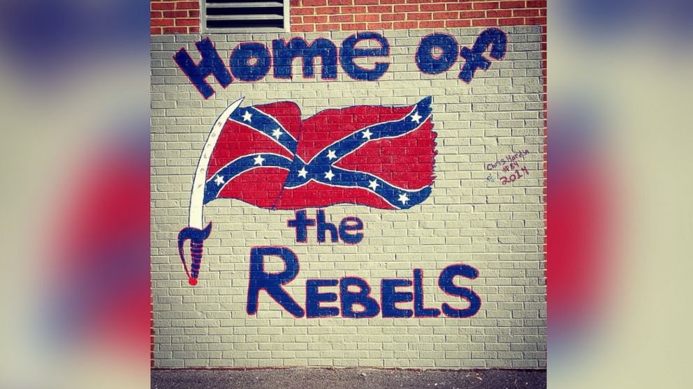 The Hurley High School in small-town Hurley, Virginia has its football field emblazoned with the Confederate Flag.