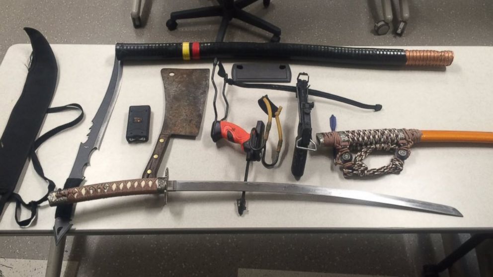 Police in Foxborough, Massachusetts, said several weapons were seized in the Gillette Stadium employee parking lot, Jan. 1, 2016.