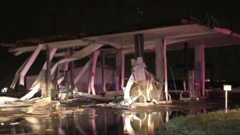 PHOTO: An image posted via Twitter on December 26, 2015 of a gas station demolished in Copeville, Texas, following a tornado that hit the city. 