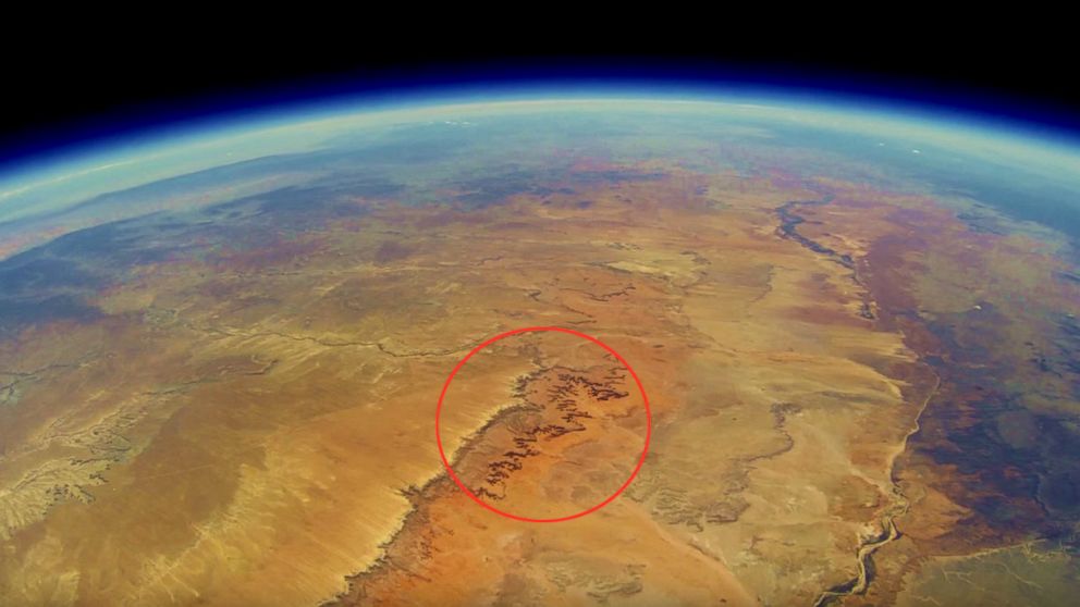 PHOTO: The Grand Canyon is pictured here in this photo from a GoPro launched into space by a group of Stanford students via a weather balloon on June 8, 2013.