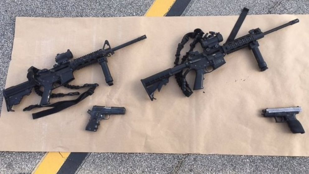 PHOTO: The San Bernardino County Sheriff's Office released photos of weapons and ammunition carried by the suspects accused in an officer-involved shooting on Dec. 2, 2015.