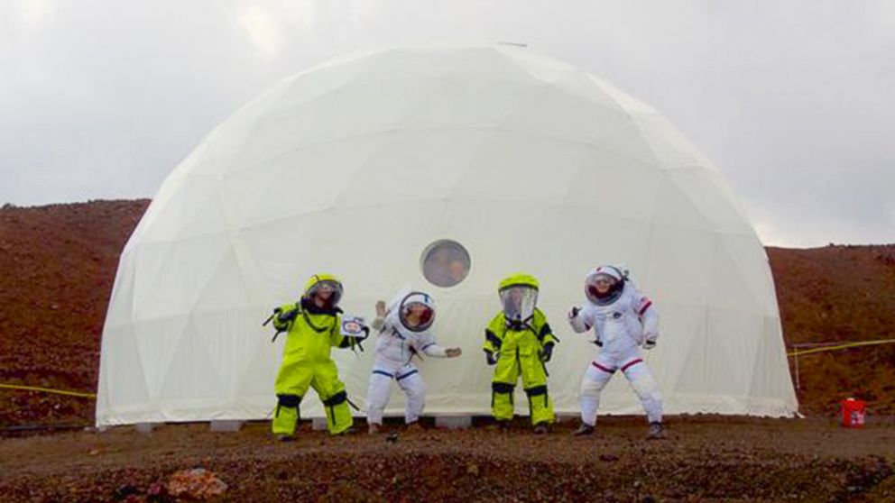 The HI-SEAS Mars Mission crew and simulator at Mauna Loa volcano, in Hawaii.