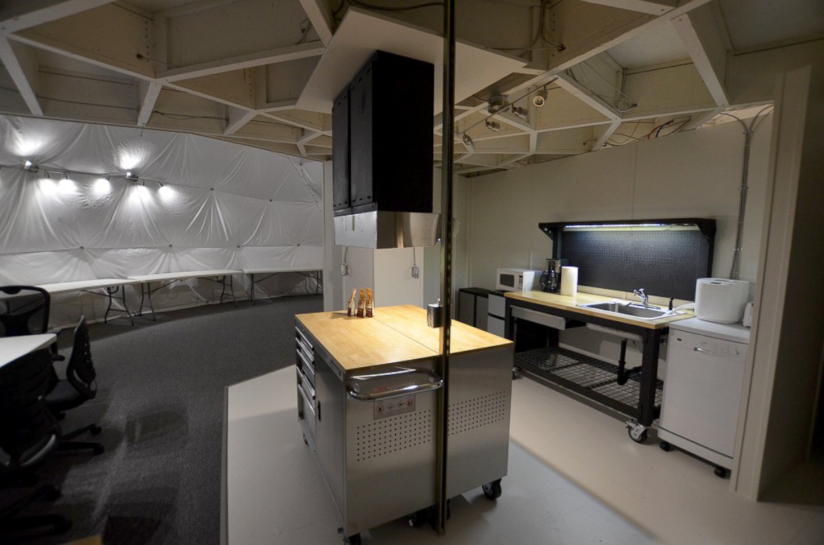 PHOTO: The HI-SEAS Mars Mission simulator's kitchen at Mauna Loa volcano, in Hawaii.
