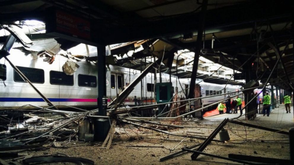 NJ Transit train crashed in to the platform at the Hoboken Terminal, Sept. 29, 2016, in Hoboken, New Jersey.