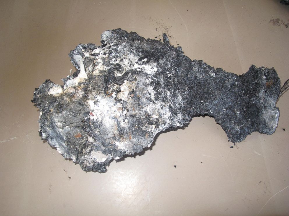 PHOTO: The FITURBO F1 hoverboard that caused the fire was burned beyond recognition.
