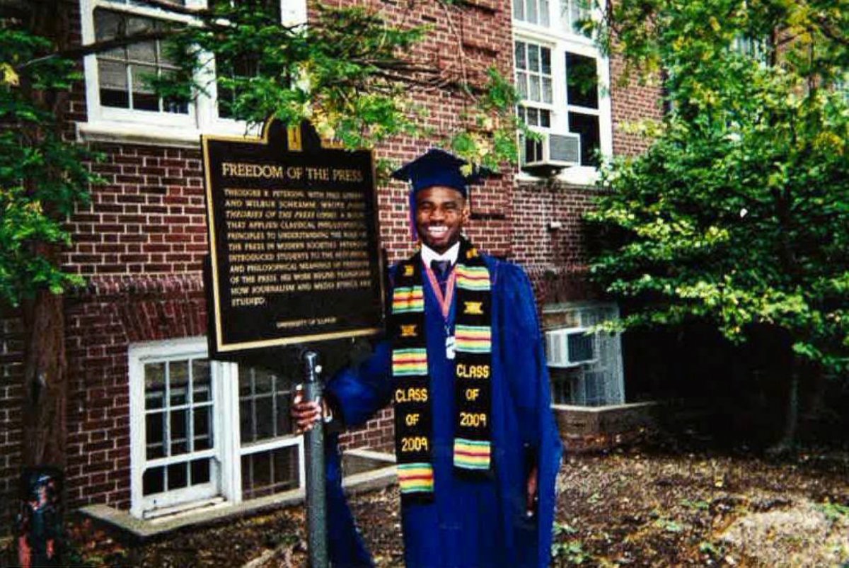 PHOTO: This photo was posted to Twitter, Aug. 10, 2014, with the caption, "#IfTheyGunnedMeDown will the media focus on the kid who grew up in a drug house or the same kid who earned 2 masters?"