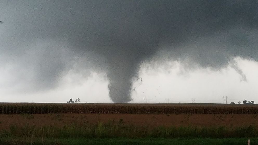 A tornado touches down near Homer, Illinois, on September 9, 2016.