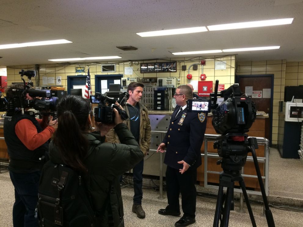 PHOTO: Muir with Deputy Insp. Joseph Gulotta, commander of the 67th Precinct in Brooklyn, in the stationhouse.