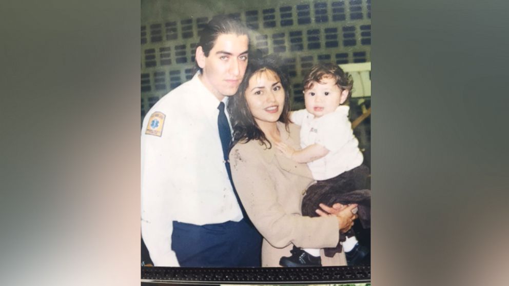 Gina Pinos photographed with her fiance, New York City firefighter James "Jimmy" Pappageorge of Engine 23. Jimmy had been inside the Marriott Hotel answering the call of two planes hitting the World Trade Center, when the towers collapsed, Sept. 11, 2001.